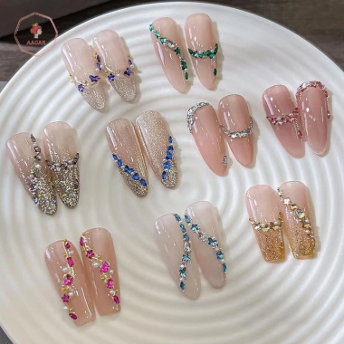 AACAR 12 Lưới & Hộp Mặt Sau Phẳng - Móng Tay Người Ngoài Hành Tinh Thủy Tinh Pha Lê Đính Đá, Giá Ưu Đãi 29.535₫