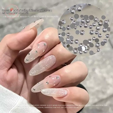 AACAR 12 Lưới Trộn Móng Tay Pha Lê Tỏa Sáng - Phụ Kiện Đá Kim Cương Giả