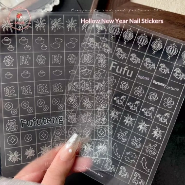 AACAR 2.026 Airbrush Stencil Móng Tay Pháo Hoa Pony Fu Yuanbao Miếng Dán Rỗng Trang Trí 45.320 VND