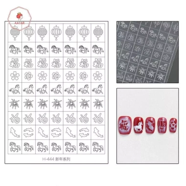 AACAR 2.026 Airbrush Stencil Móng Tay Pháo Hoa Pony Fu Yuanbao Miếng Dán Rỗng Trang Trí 45.320 VND