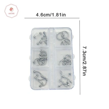 AACAR 30 Cái 6 Hộp Lưới Móng Tay Punk Charm Kim Loại Đen Trắng 3D Thoáng Mát