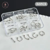 AACAR 30 Cái 6 Hộp Lưới Móng Tay Punk Charm Kim Loại Đen Trắng 3D Thoáng Mát 6