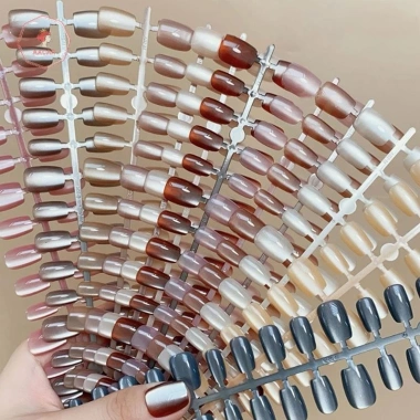 AACAR 30 chiếc mắt móng tay gradient handmade bấm vào, ngắn đầu full cover hoa