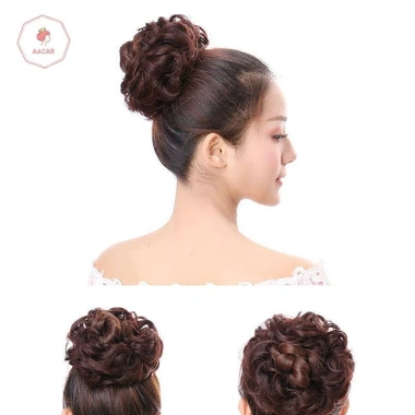 Aacar Bun Tóc Giả Đuôi Ngựa Nối Dài Co Giãn Scrunchie Sóng Xoăn - Giá 23.004đ