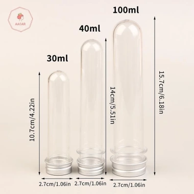 AACAR Chai ống nghiệm PET 30/40/100ml – Nhựa trong suốt, nạp lại cho mặt nạ giấy, bảo quản kẹo, giá 17.160₫ 3