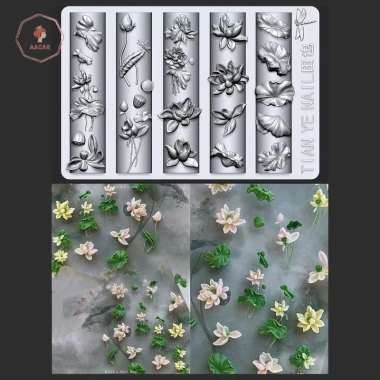 AACAR Flowers 3D Cong Móng Tay - Khuôn Lily Of The Valley & Hoa Sen DIY Trong Suốt Trang Trí Nghệ Thuật