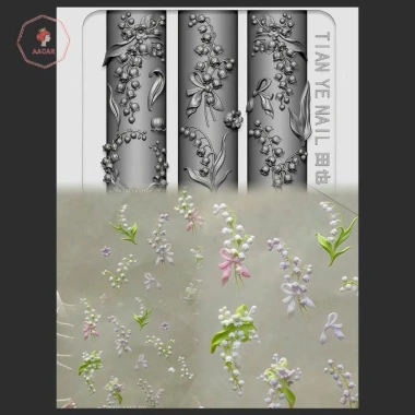 AACAR Flowers 3D Cong Móng Tay - Khuôn Lily Of The Valley & Hoa Sen DIY Trong Suốt Trang Trí Nghệ Thuật