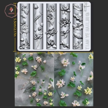 AACAR Flowers 3D Cong Móng Tay - Khuôn Lily Of The Valley & Hoa Sen DIY Trong Suốt Trang Trí Nghệ Thuật
