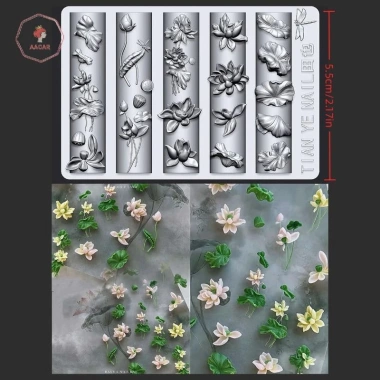AACAR Flowers 3D Cong Móng Tay - Khuôn Lily Of The Valley & Hoa Sen DIY Trong Suốt Trang Trí Nghệ Thuật