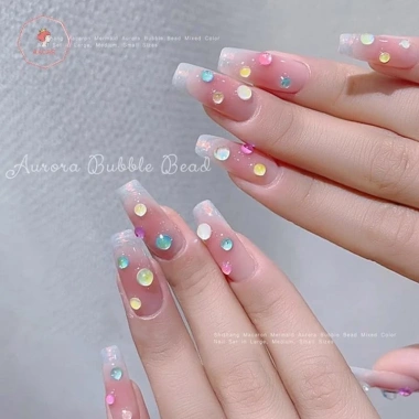 AACAR Hạt Nàng Tiên Cá Aurora - Nhiều Màu Kẹo, Đáy Phẳng, Trang Trí Móng Tay