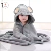 AACAR Khăn Tắm Động Vật Có Mũ Trùm Đầu, Áo Choàng Ấm Ngủ Quấn Bé, Khăn Mềm 10