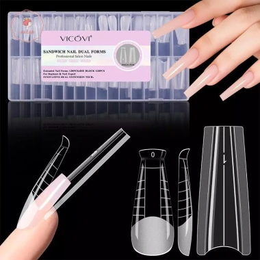 AACAR Sandwich Dual Nail Forms 240 chiếc 15Size - Mở rộng nhanh, 3D Ellipse, Khuôn dưới cùng, Giá ưu đãi 104,170₫