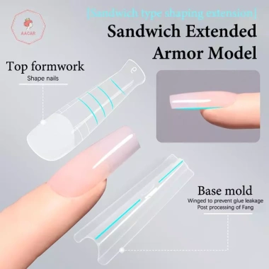 AACAR Sandwich Dual Nail Forms 240 chiếc 15Size - Mở rộng nhanh, 3D Ellipse, Khuôn dưới cùng, Giá ưu đãi 104,170₫ 2