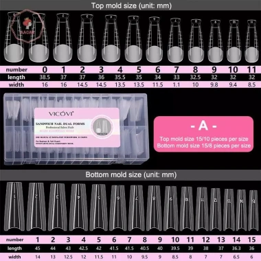AACAR Sandwich Dual Nail Forms 240 chiếc 15Size - Mở rộng nhanh, 3D Ellipse, Khuôn dưới cùng, Giá ưu đãi 104,170₫ 8