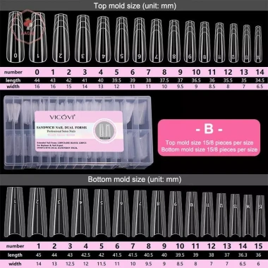 AACAR Sandwich Dual Nail Forms 240 chiếc 15Size - Mở rộng nhanh, 3D Ellipse, Khuôn dưới cùng, Giá ưu đãi 104,170₫ 9