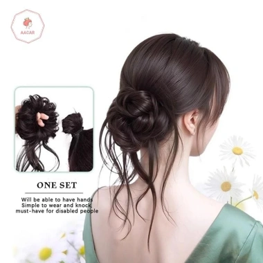 AACAR Sợi Chịu Nhiệt Tự Nhiên Xoăn Sóng Bun Nữ và Bé Gái - Tiệc Cưới và Hàng Ngày 4