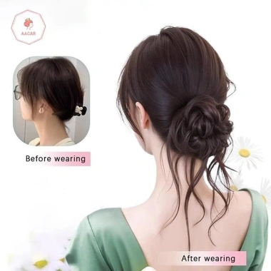 AACAR Sợi Chịu Nhiệt Tự Nhiên Xoăn Sóng Bun Nữ và Bé Gái - Tiệc Cưới và Hàng Ngày 5