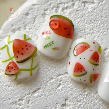 AACAR Tấm Dưa Hấu Móng Tay DIY Miếng Dán Tự Dính Trang Trí Mùa Hè Salon Quà Tặng 4