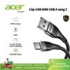 Acer Cáp USB A sang USB C 20W truyền dữ liệu 480Mbps dây bện nylon sạc nhanh tương thích iPhone15/16/17, laptop, iPad, Samsung S24, điện thoại, máy tính, ô tô 100k