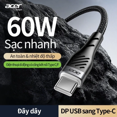 Acer Cáp USB A sang USB C 20W truyền dữ liệu 480Mbps dây bện nylon sạc nhanh tương thích iPhone15/16/17, laptop, iPad, Samsung S24, điện thoại, máy tính, ô tô 100k 3 Acer Cáp USB A sang USB C 20W truyền dữ liệu 480Mbps dây bện nylon sạc nhanh tương thích iPhone15/16/17, laptop, iPad, Samsung S24, điện thoại, máy tính, ô tô 100k 3