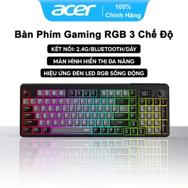 Acer OKW 222 Bàn Phím Gaming RGB Không Dây 3 Chế Độ Bluetooth và 2.4GHz, Giá 599k
