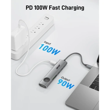 Acer USB C HUB 7 trong 1 4K 60Hz 100W PD 5Gbps 2 USB A 3.1 SD Card Reader iPhone 17/16/15 MacBook Pro iPad - 249.000 VND