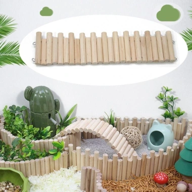 ADAMESUO Hamster Leo Thang - Cầu treo, hàng rào gỗ uốn cong, lồng môi trường sống cho hamster, chinchilla