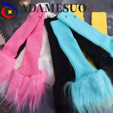 ADAMESUO Leg Warmers Plush Lolita Patchwork Dệt Kim Co Giãn Ấm Lên Chân Y2K Nữ 65.772₫