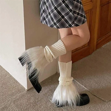 ADAMESUO Leg Warmers Plush Lolita Patchwork Dệt Kim Co Giãn Ấm Lên Chân Y2K Nữ 65.772₫ 7