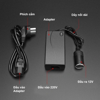 Adapter AC 220V sang DC 12V 60-120W cho máy bơm, hút bụi ô tô - Giá 99.000 2