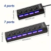 Adapter Hub USB 2.0 7 Cổng 4 Cổng LED Bật Nguồn cho PC Laptop - Giá 47.300 VND 2