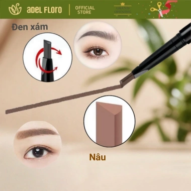 Adel Floro Bút Mày & Mắt 2 Đầu Hàn Quốc Nét Mảnh Gọn Chống Trôi Khô Nhanh 4
