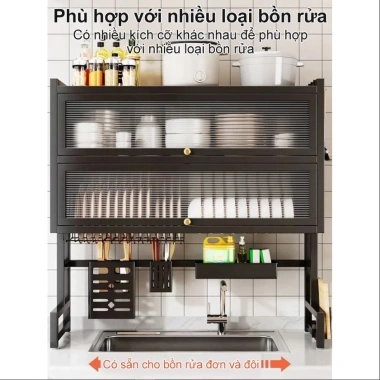 AetheraHome Giá Đựng Chén Đĩa Nắp Đậy - Kệ Bếp Đa Năng Trên Bồn Rửa 65-105cm 239k 2