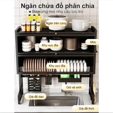 AetheraHome Giá Đựng Chén Đĩa Nắp Đậy - Kệ Bếp Đa Năng Trên Bồn Rửa 65-105cm 239k 3