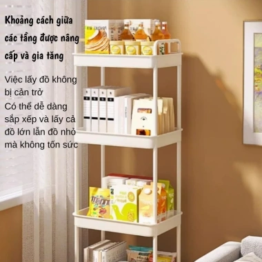 Aimilo Xe đẩy Spa 3-4 tầng đa năng sắt mắt lưới, kệ bỉm sữa, bánh xe tiện lợi – Giá chỉ 69.000đ 6