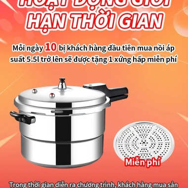 AIODIY Nồi áp suất hợp kim nhôm 3.5-14L, tương thích bếp từ, giảm giá 20%