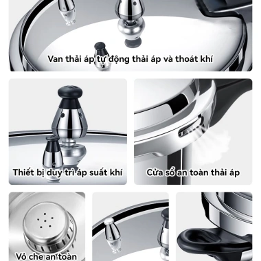 AIODIY Nồi áp suất hợp kim nhôm 3.5-14L, tương thích bếp từ, giảm giá 20% 5