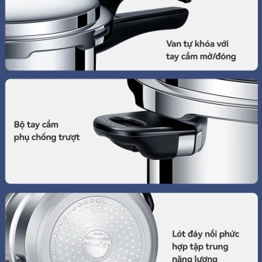 AIODIY Nồi áp suất hợp kim nhôm 3.5-14L, tương thích bếp từ, giảm giá 20% 7