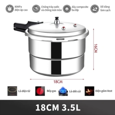 AIODIY Nồi áp suất hợp kim nhôm 3.5-14L, tương thích bếp từ, giảm giá 20% 10