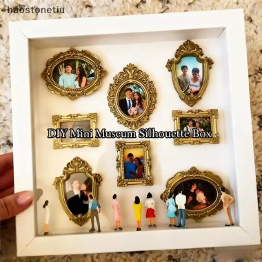 Album Ảnh NS DIY Hộp Silhouette - Bảo tàng Trưng Bày Bộ Nhớ Sáng Tạo, Tượng Thu Nhỏ & Khung Vàng