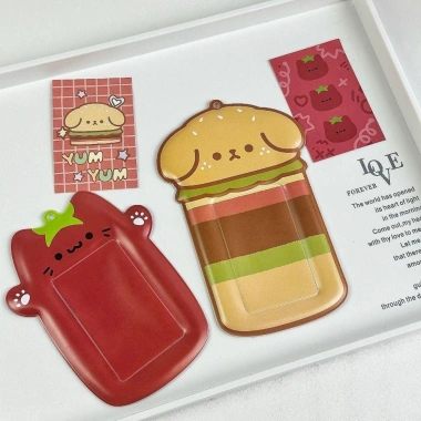 AllGIFT Cover Bảo Vệ Thẻ Clip Dễ Thương Hamburger Chó Cà Chua Mèo - Phong Cách Học Sinh 7