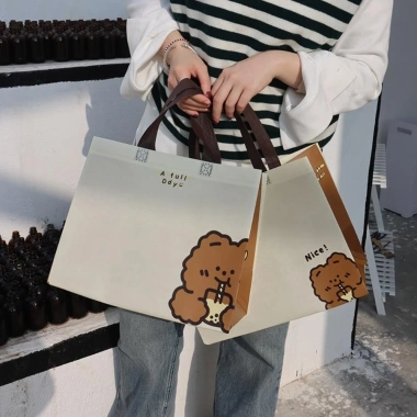 AllGIFT Túi mua sắm đeo nách, vải không dệt chống thấm, tote trẻ em lớn