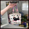 AllGIFT Túi xô dệt kim hình vuông mèo hoạt hình, đeo cổ tay đựng lớn thời trang nữ