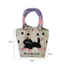 AllGIFT Túi xô dệt kim hình vuông mèo hoạt hình, đeo cổ tay đựng lớn thời trang nữ 2