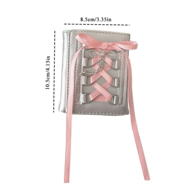 AllGIFT Ví bạc ngọt ngào - Ví tiền xu ngắn dây đeo Hàn Quốc Y2K thời trang nữ