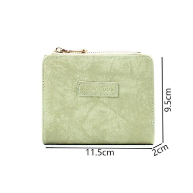 AllGIFT Ví Ngắn Dây Kéo Màu Trơn Nhỏ - Ví Da Dung Tích Lớn Retro Nữ 47.304 VND