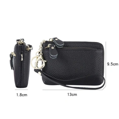 AllGIFT Ví Nữ Da Bò Nhỏ, Nhiều Khe Cắm Thẻ, Dây Kéo Màu Trơn, Móc Khóa - 150.444₫