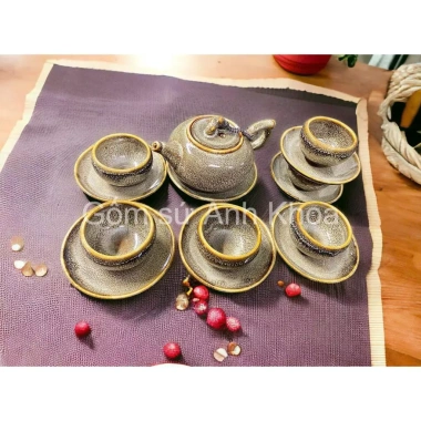 Ấm chén Bát Tràng Bình Trà men hoả biến vàng mẫu quả hồng - Ấm pha trà sang chảnh, giảm giá 495k 3 Ấm chén Bát Tràng Bình Trà men hoả biến vàng mẫu quả hồng - Ấm pha trà sang chảnh, giảm giá 495k 3
