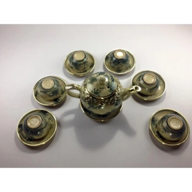 Ấm chén bọc đồng men rạn dáng hồng Bát Tràng – Giá ưu đãi 250.000đ, chất liệu đồng & men 2