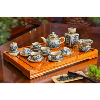 Ấm chén bọc đồng men rạn dáng hồng Bát Tràng – Giá ưu đãi 250.000đ, chất liệu đồng & men 3